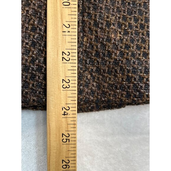 Chicos Jacket Blazer Womens Size 2 Brown Tweed Metallic‎ Leather Trim - Picture 7 of 7